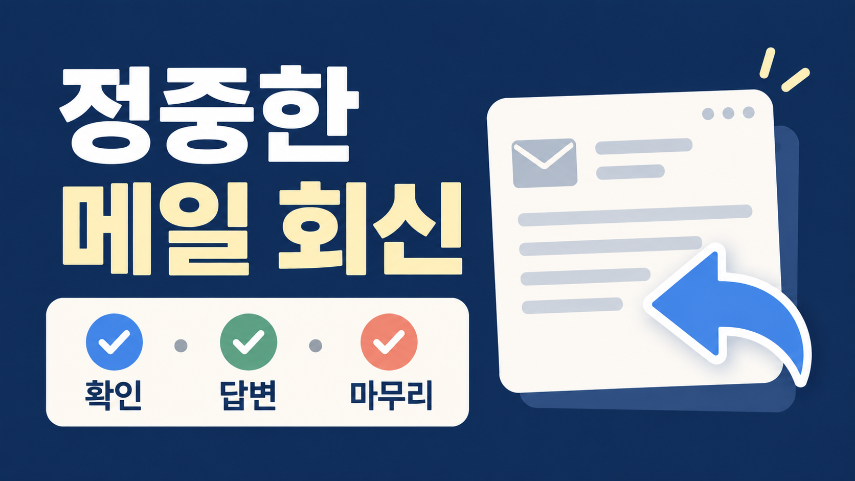 정중한 메일 회신의 확인 답변 마무리 정보카드