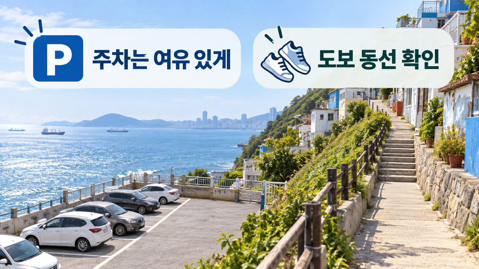 흰여울문화마을 주차와 도보 동선 안내 카드