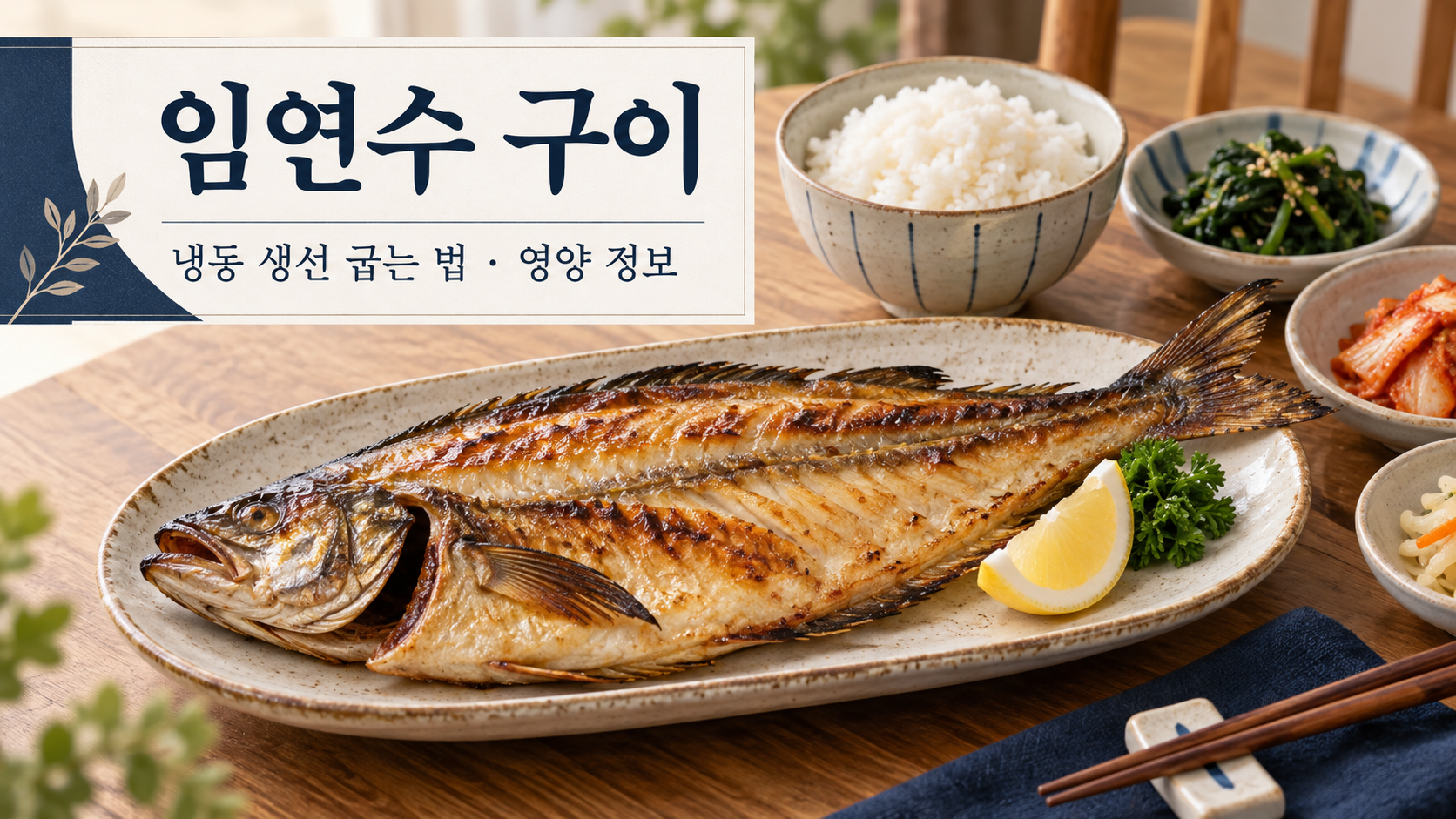 노릇하게 구운 임연수 한 마리가 접시에 담긴 모습