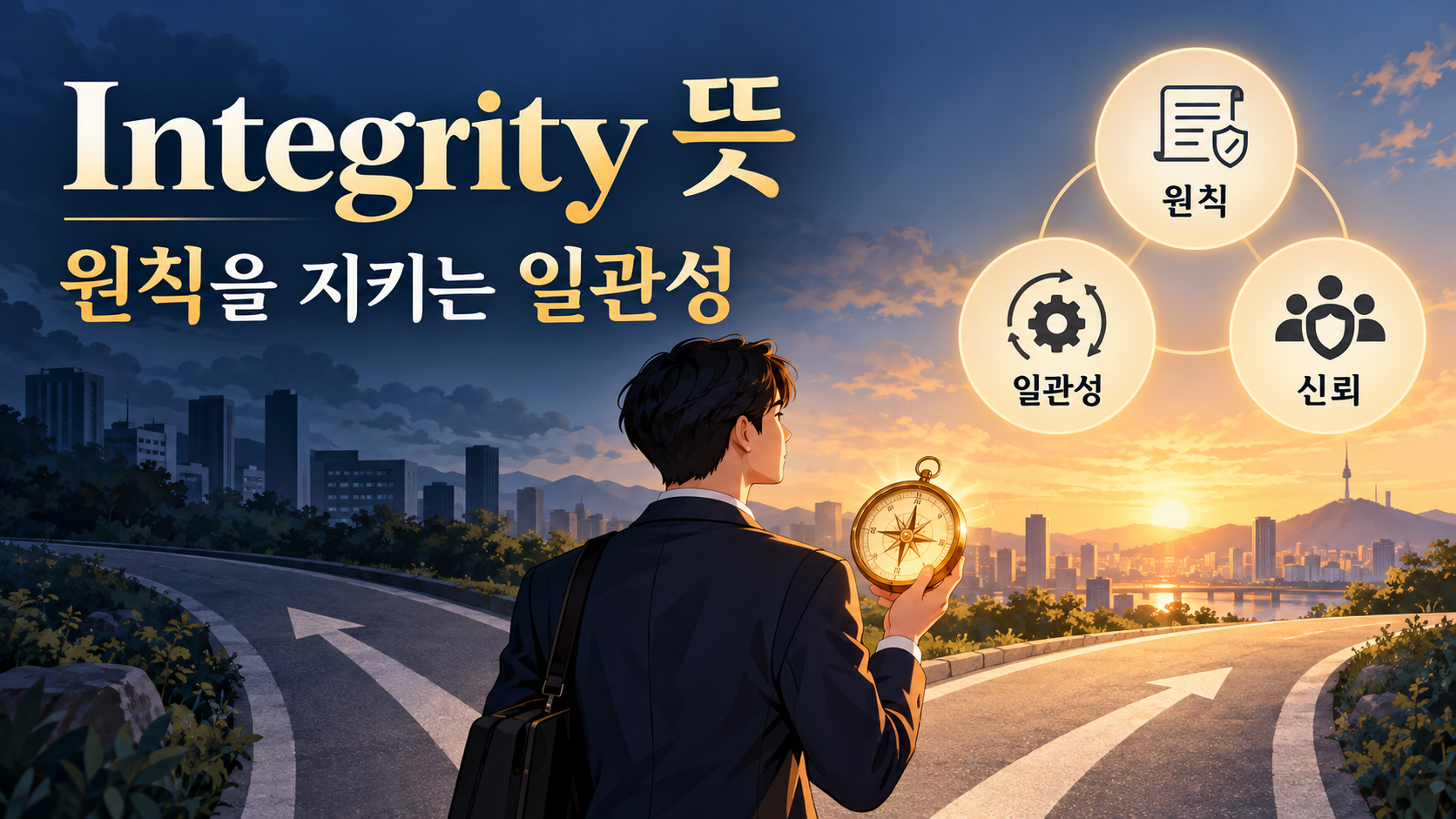 Integrity 뜻을 원칙과 일관성, 신뢰의 연결로 보여 주는 한국형 정보카드