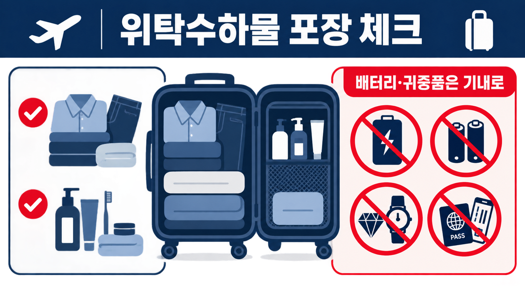 위탁수하물 포장과 기내 반입 필수품 분리 체크리스트