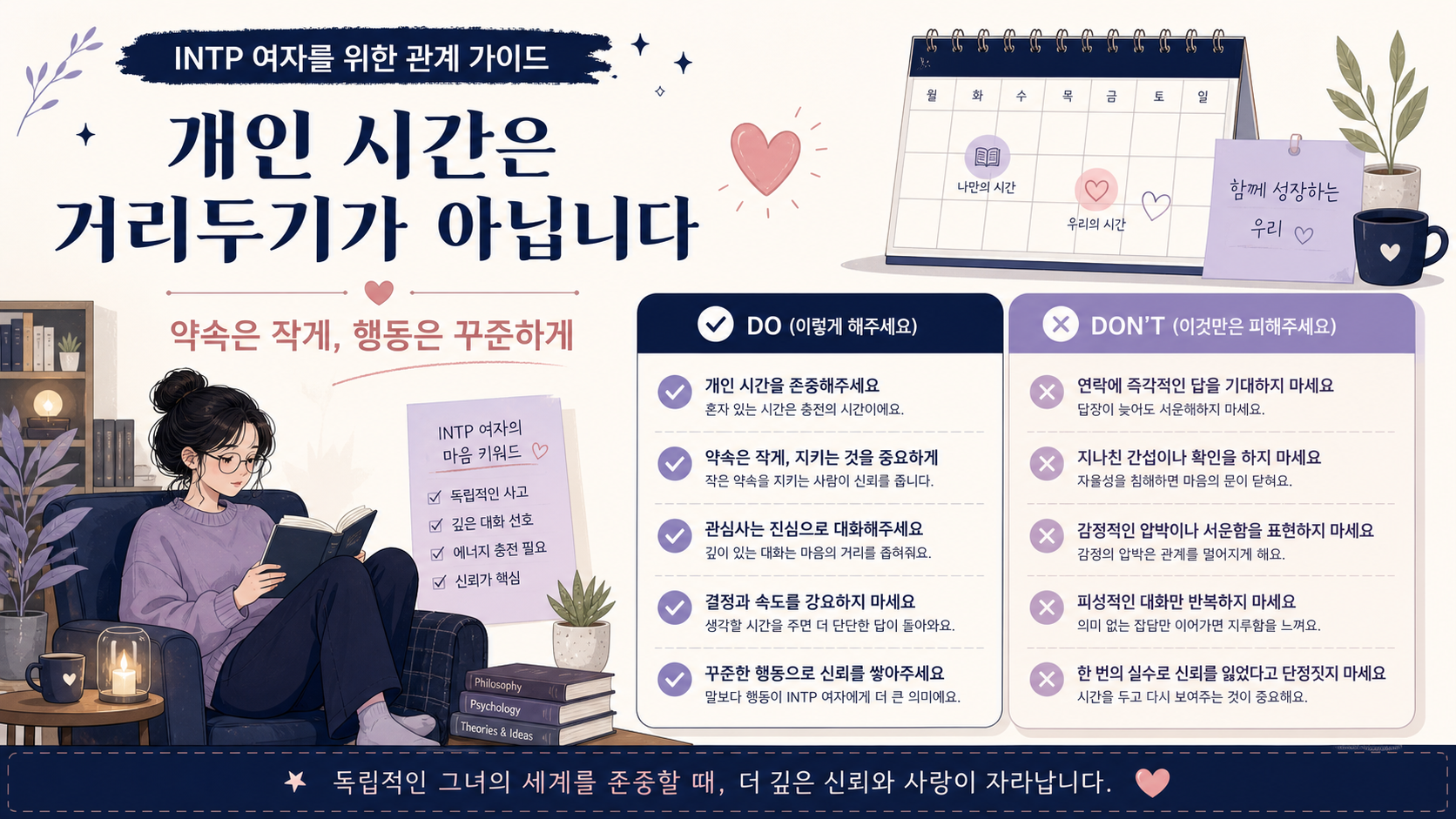 개인 시간을 존중하고 작은 약속을 지켜 신뢰를 쌓는 관계 가이드 정보 카드