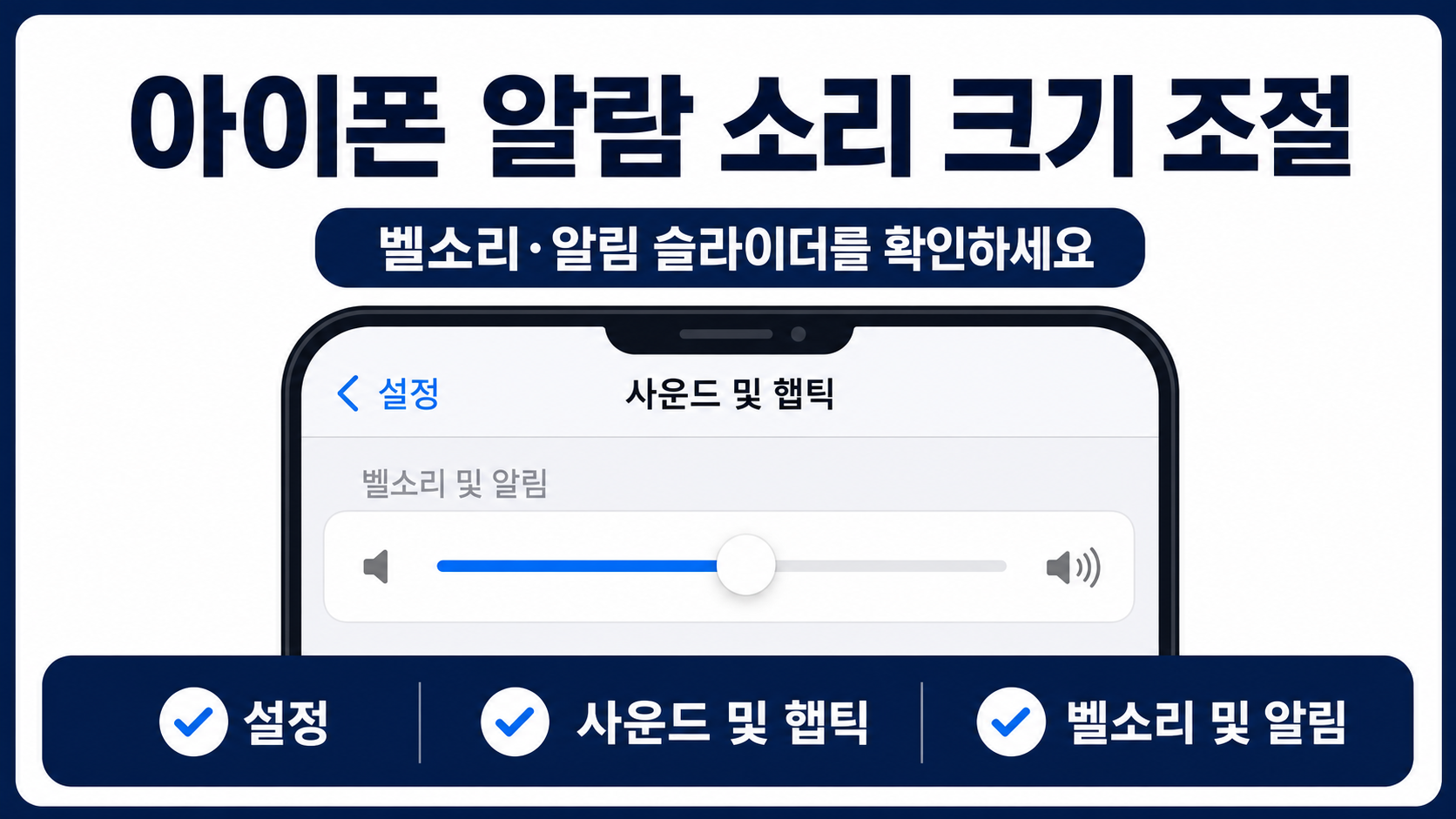 아이폰 알람 소리 크기 조절 방법을 안내하는 정보카드