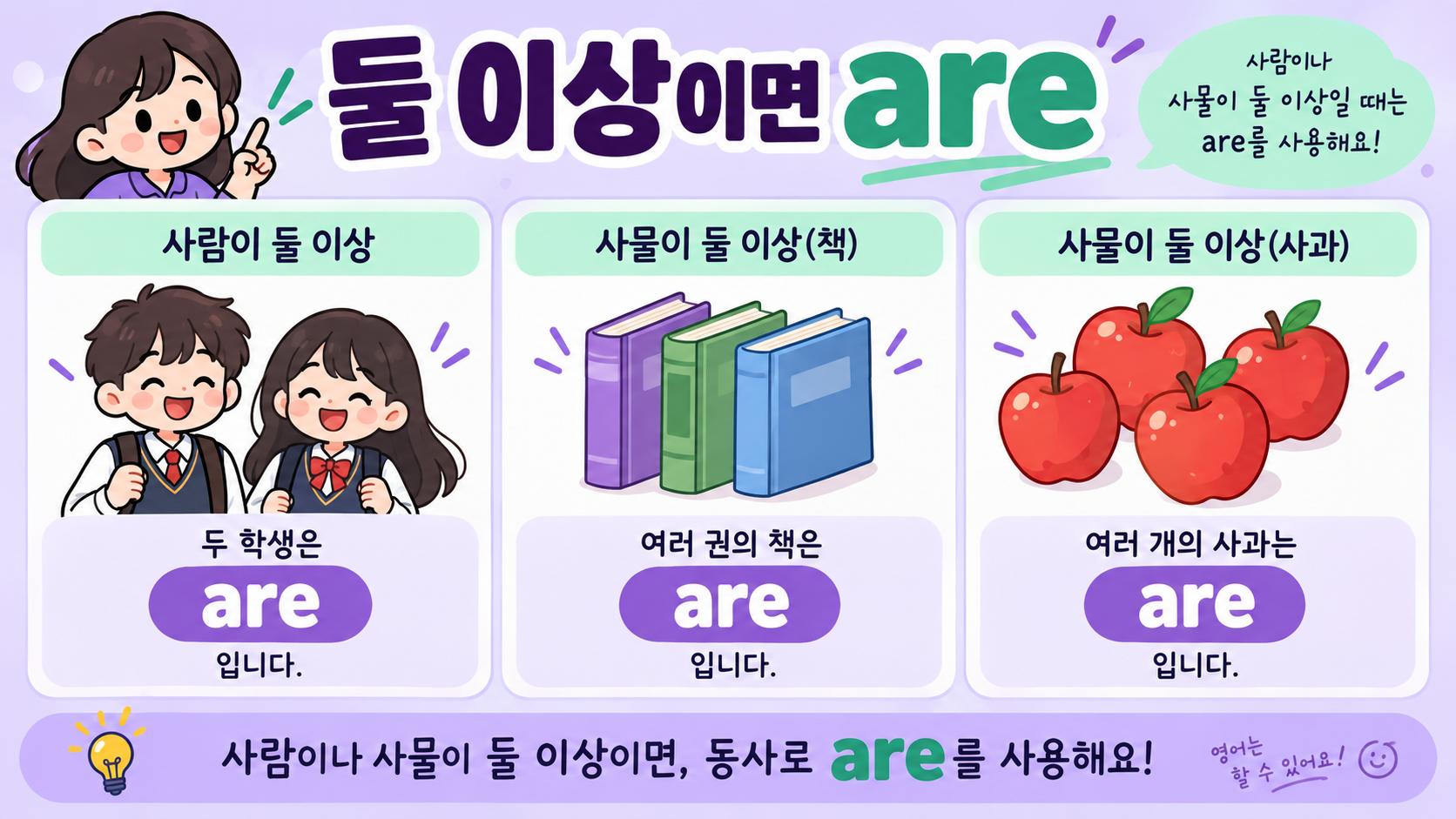 둘 이상일 때 are를 쓰는 한국어 정보카드