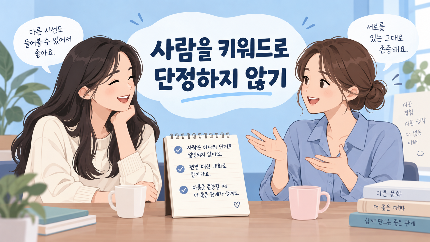 사람을 키워드로 단정하지 않고 대화하는 태도를 보여 주는 정보카드