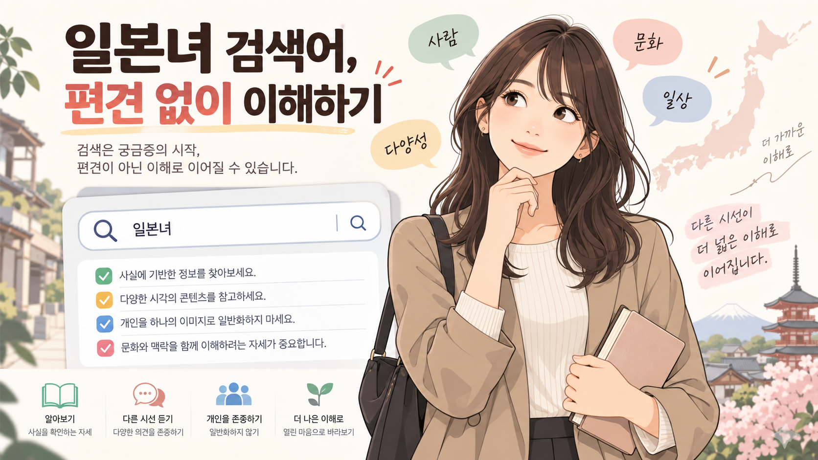 일본녀 검색어를 편견 없이 이해하는 방법을 설명한 정보카드