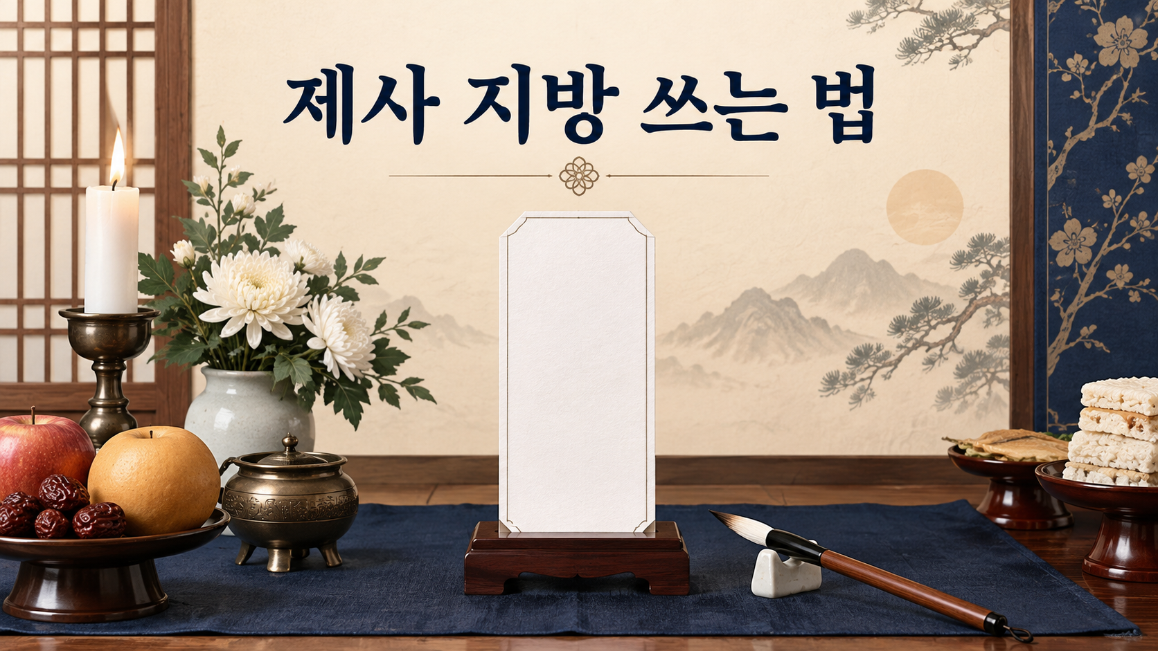 제사 지방 쓰는 법을 안내하는 전통 제례 정보카드