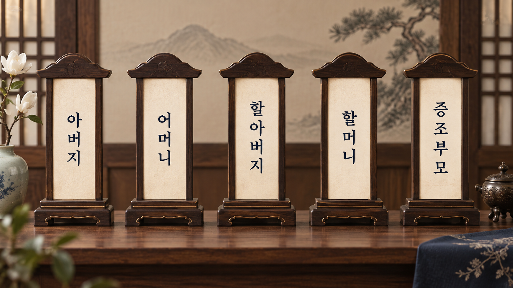 가족 관계별 지방 호칭을 보여 주는 한국형 정보카드