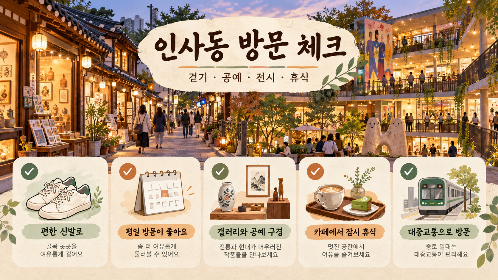 인사동과 쌈지길 방문 전 확인할 산책 체크리스트 정보카드