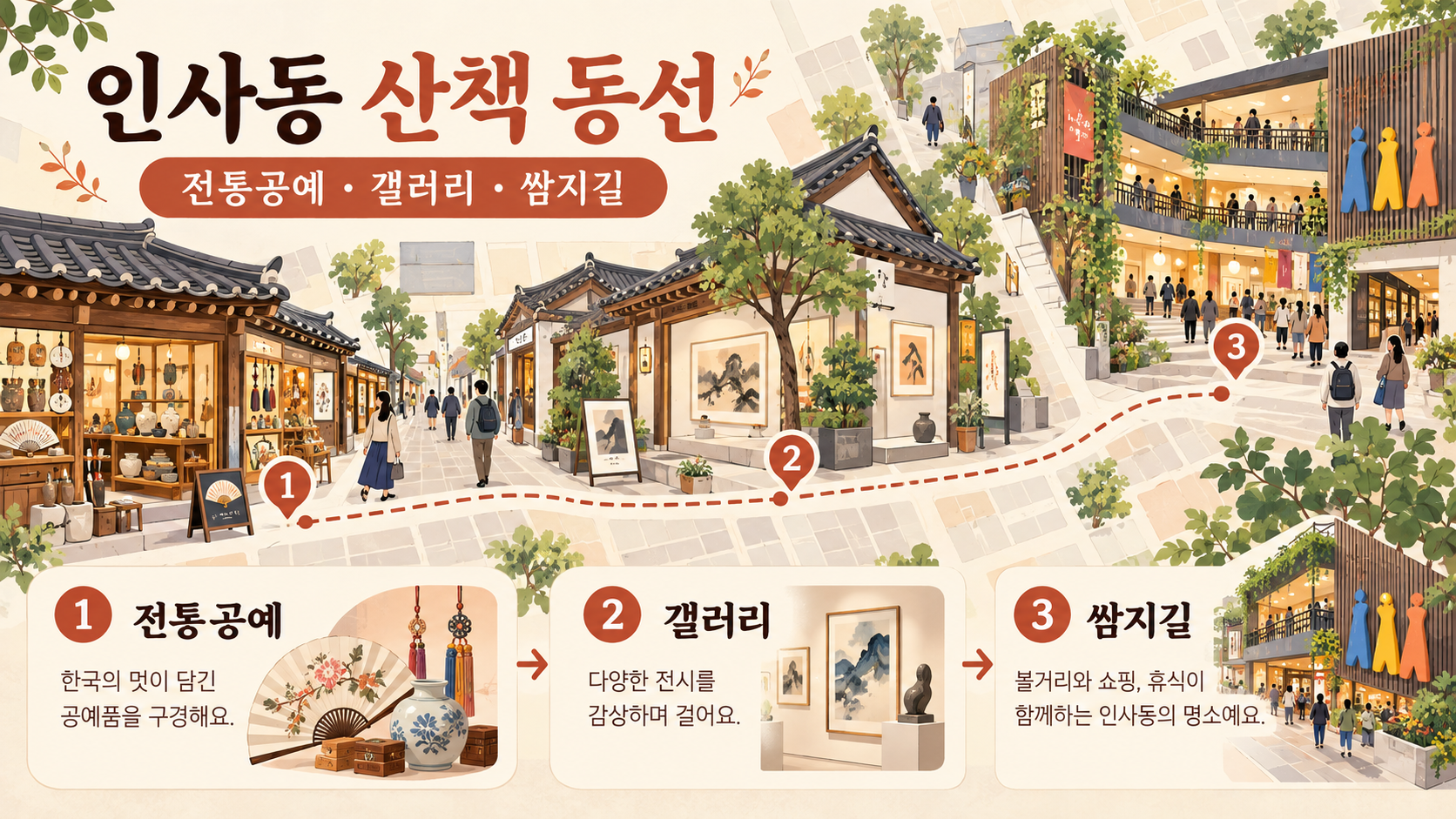 인사동 전통공예와 갤러리, 쌈지길을 잇는 산책 동선 정보카드