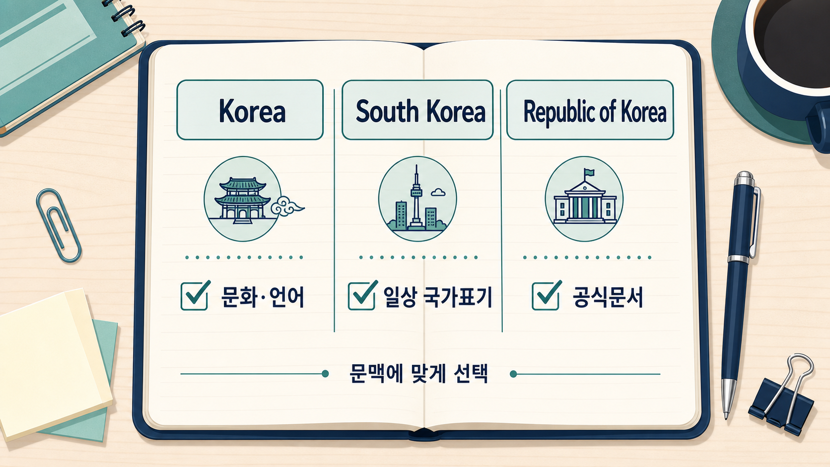 Korea와 South Korea를 상황에 따라 구분해 쓰는 영어 표기 체크 노트