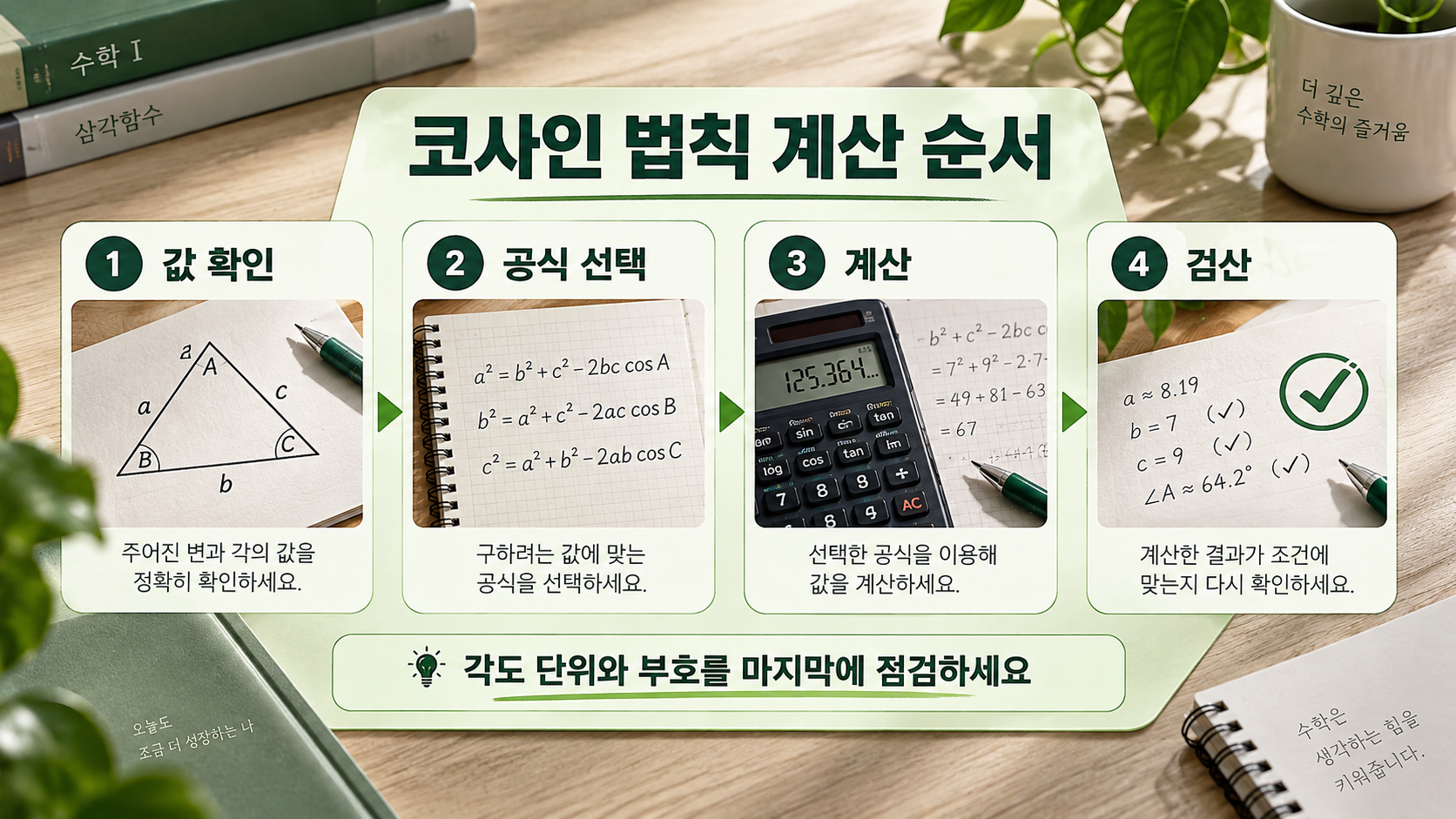 코사인 법칙 계산 순서 정보 그림