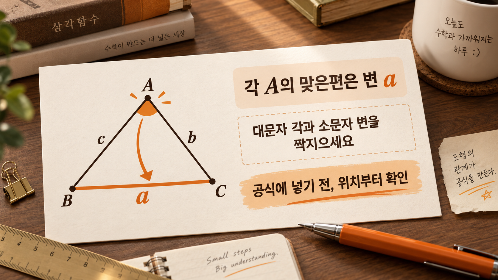 각과 맞은편 변의 기호 배치 그림