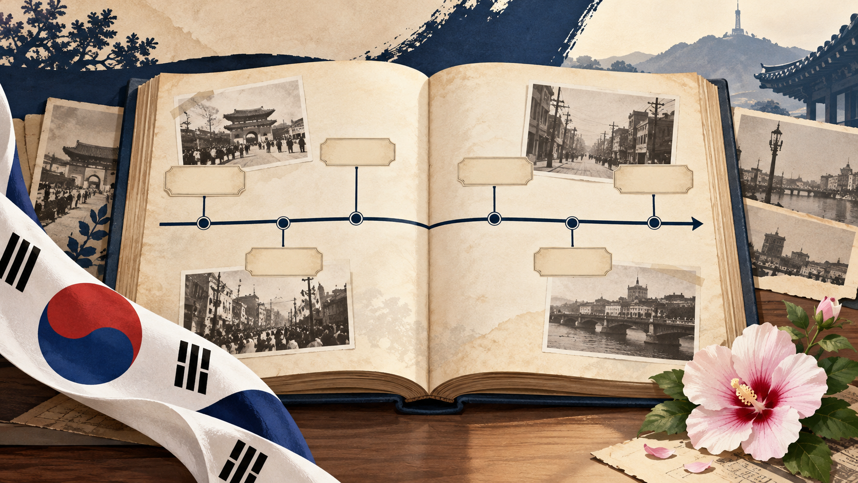 역사책과 기록 자료로 구성한 광복절 역사 기억 정보카드