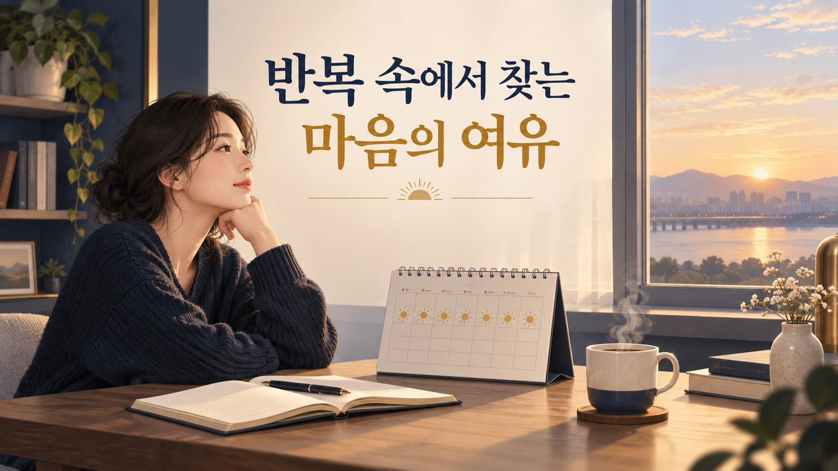 반복 속에서 마음의 여유를 찾는 사람과 달력