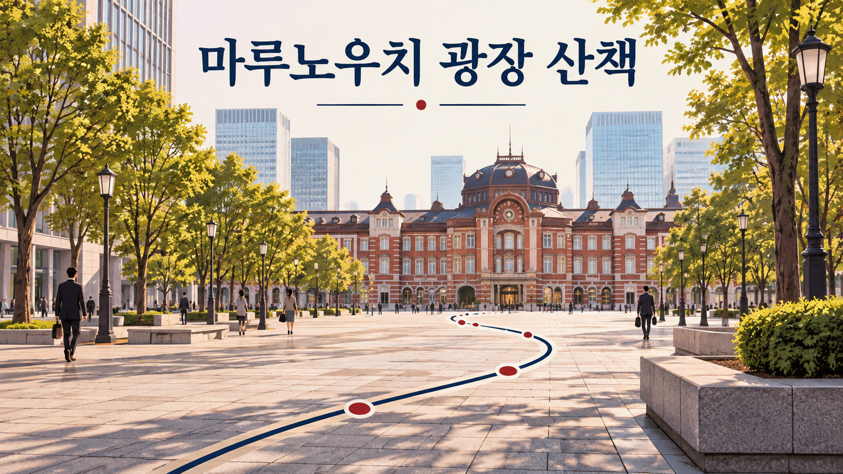 마루노우치 광장에서 바라본 도쿄역 산책 풍경