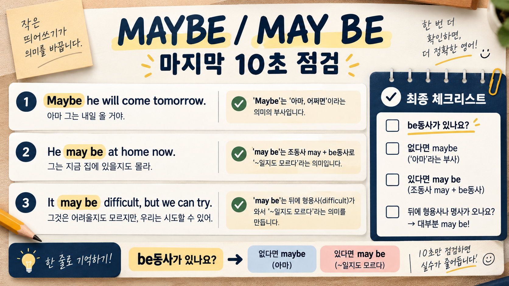 Maybe와 may be 최종 점검 체크리스트 정보카드