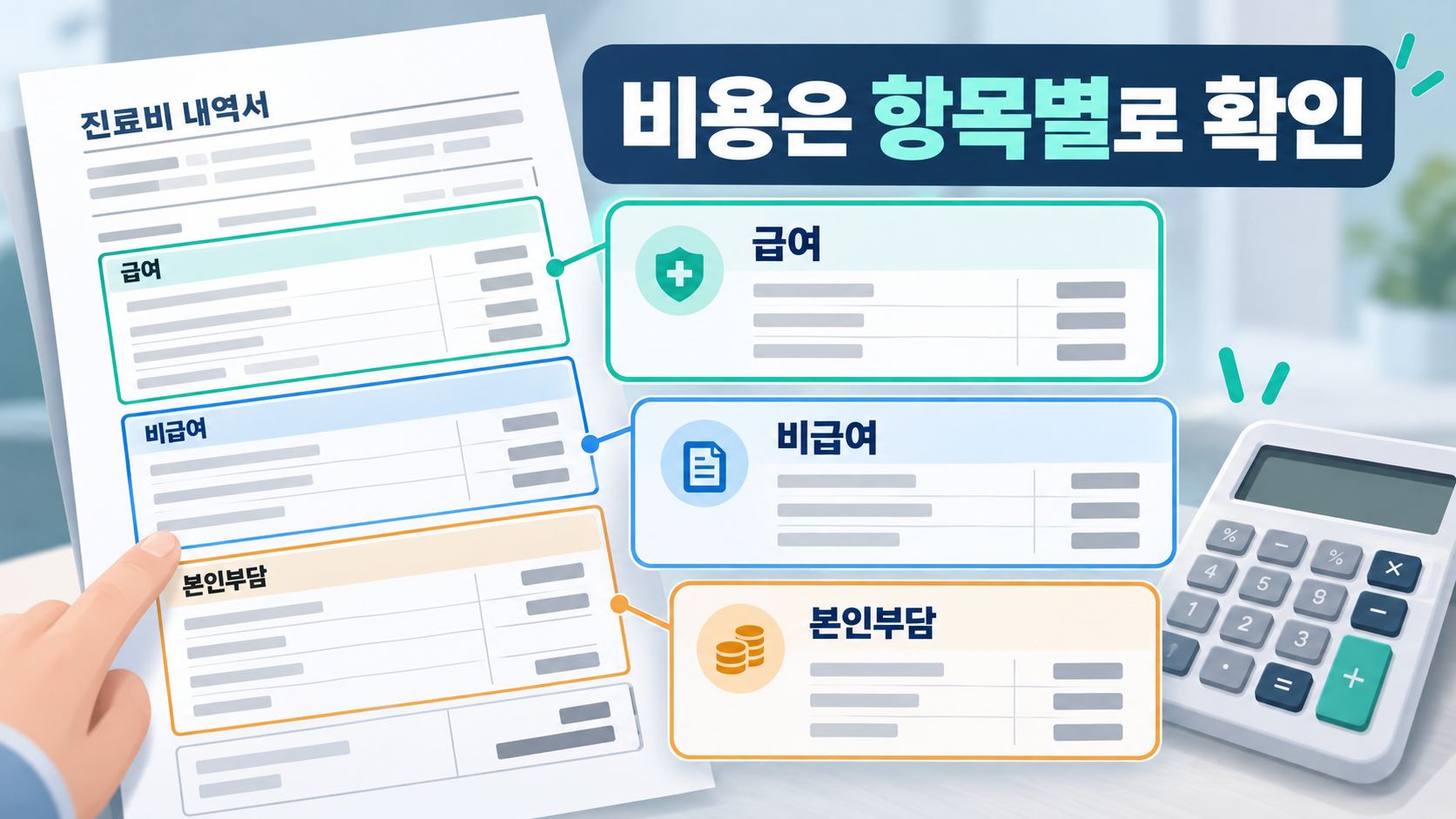 급여와 비급여, 본인부담 항목을 비교하는 진료비 정보카드