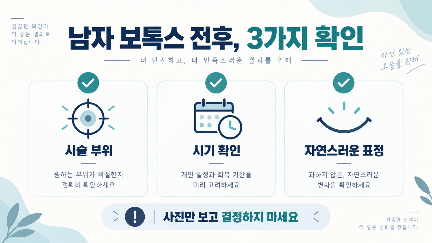 남자 보톡스 전후 비교 전 확인할 세 가지 기준 정보 카드