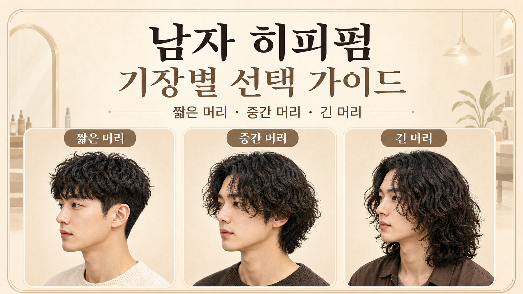 남자 히피펌 기장별 선택 가이드 정보카드