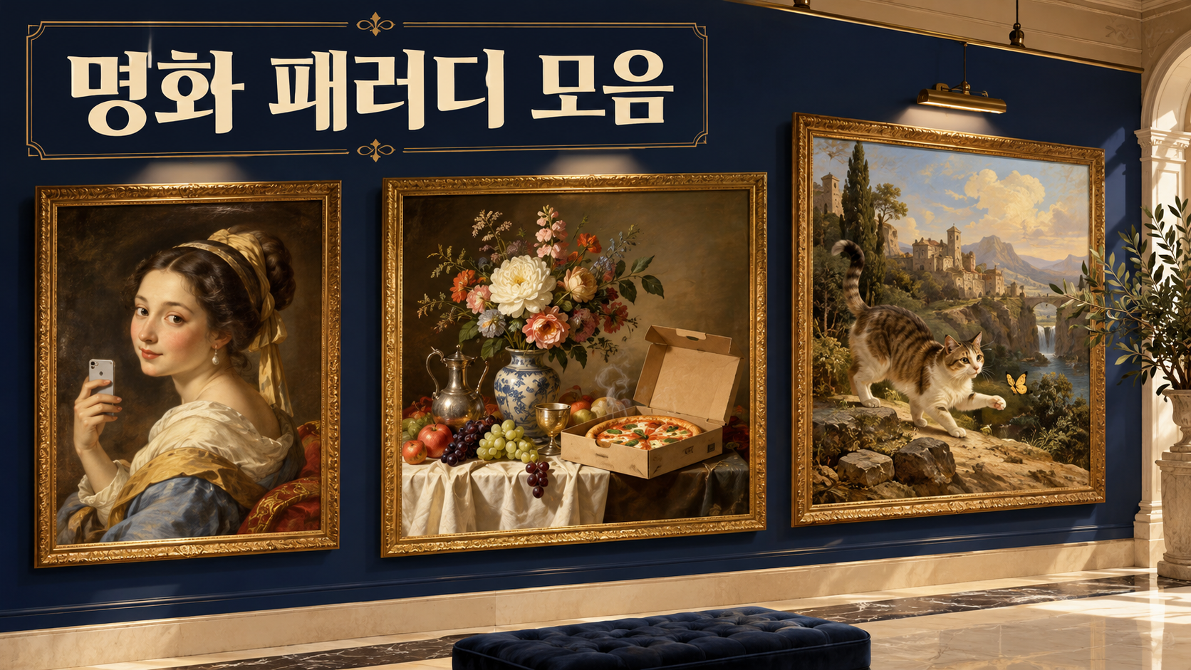 명화패러디 모음의 대표 장면을 보여 주는 갤러리형 정보카드