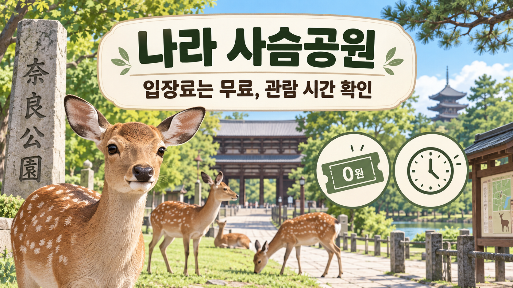 나라 사슴공원 입장료와 관람 시간 확인 정보카드