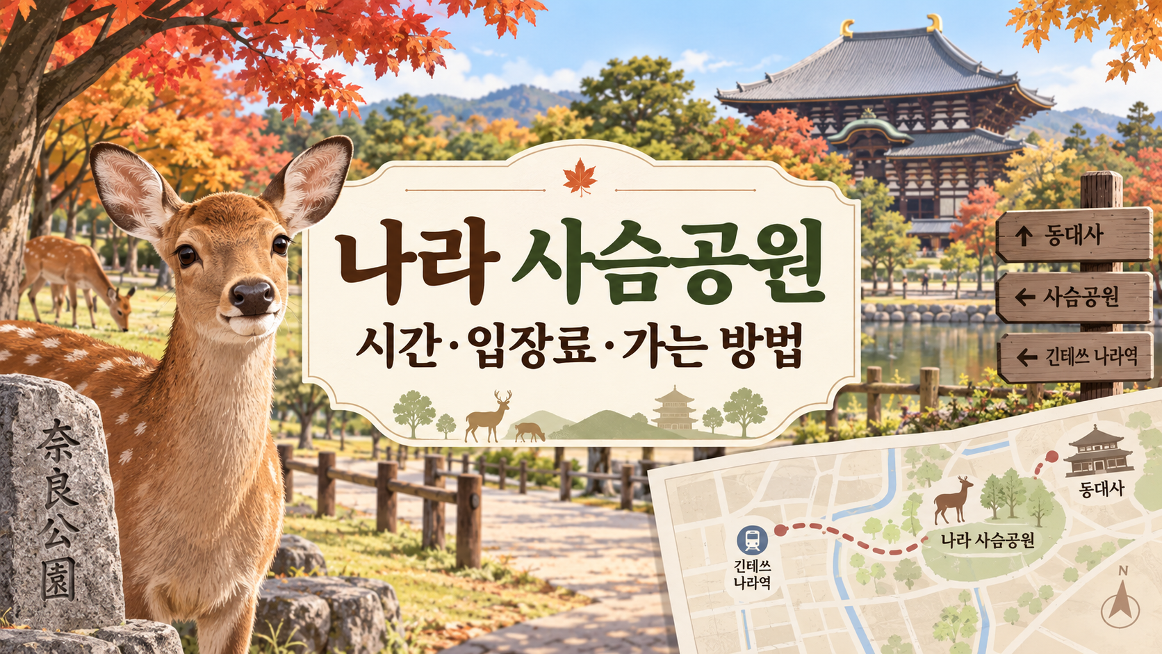 나라 사슴공원 시간 입장료 가는 방법 정보카드