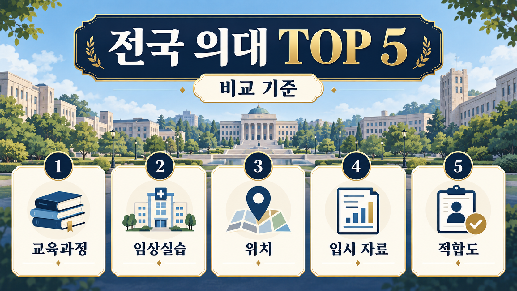 전국 의대 비교 기준을 보여 주는 한국형 정보카드