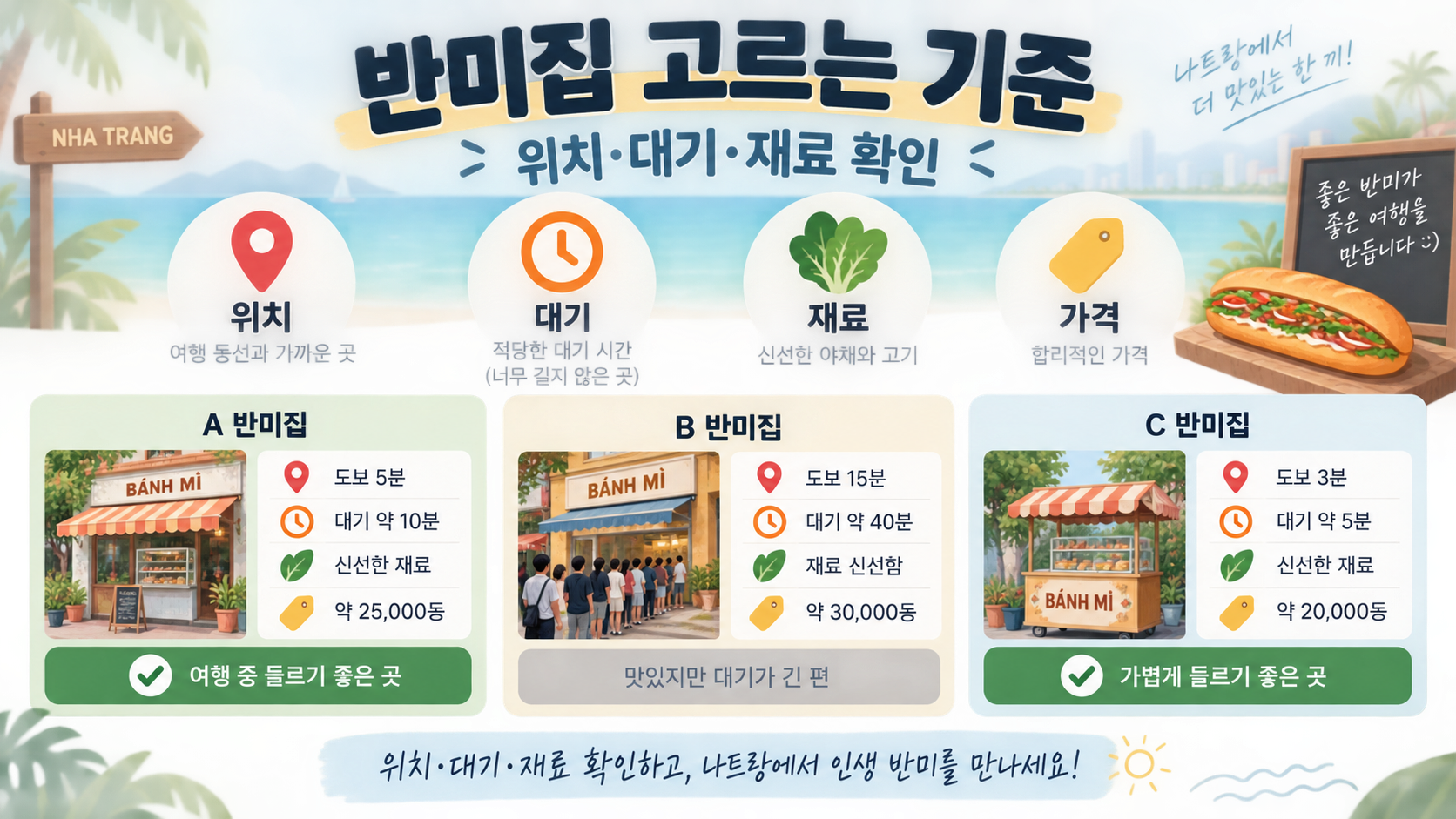 나트랑 반미집 선택 기준 정보카드