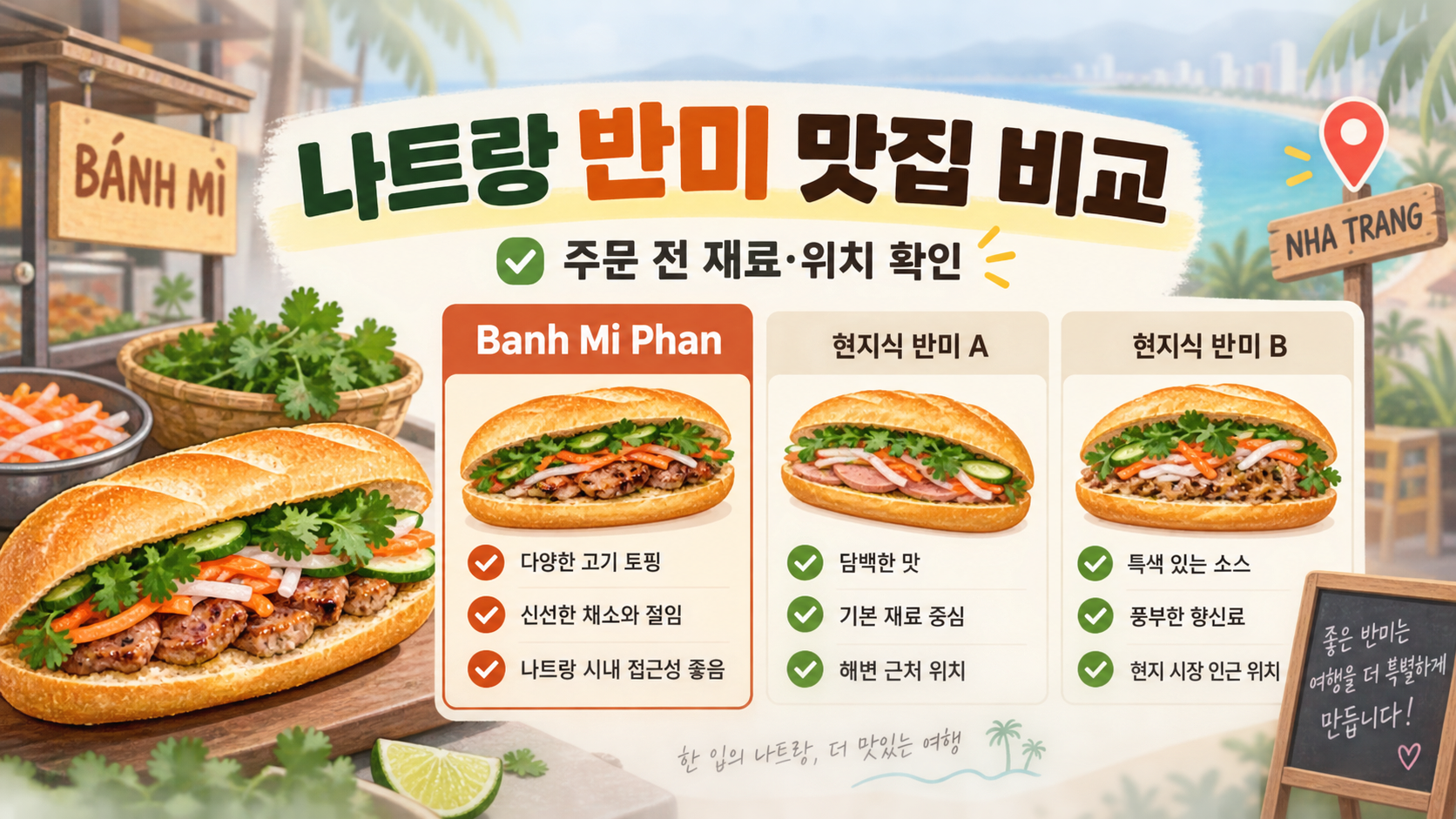 나트랑 반미 맛집 비교 정보카드