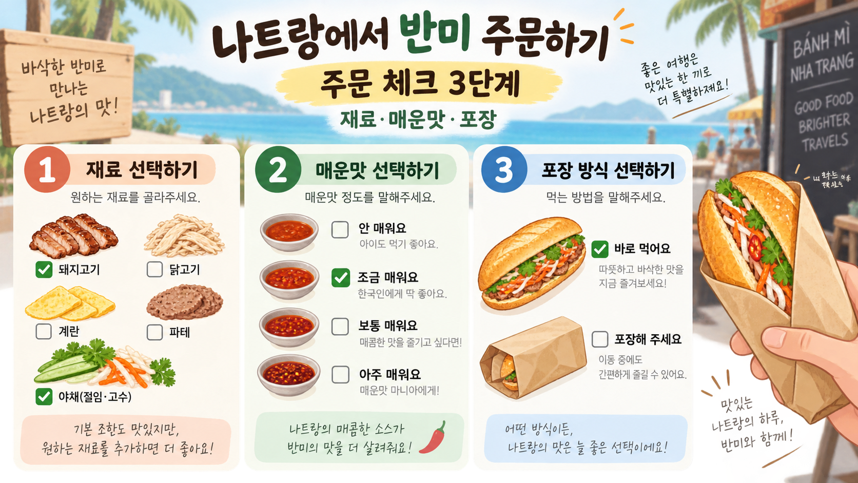 나트랑 반미 주문 체크 3단계 정보카드