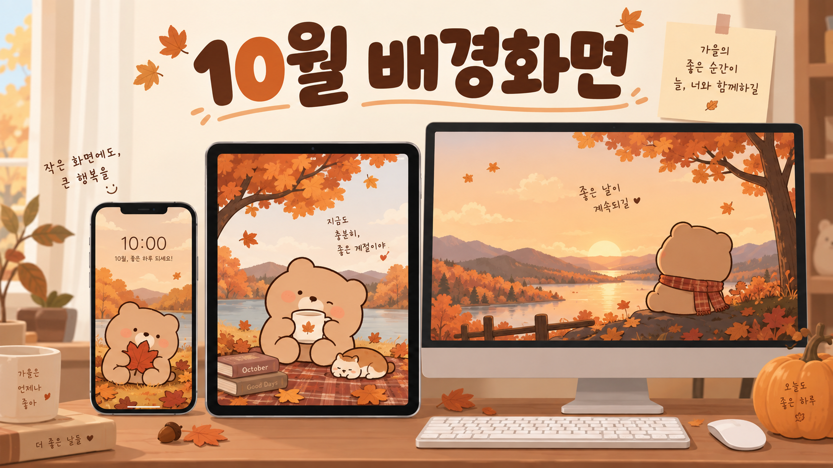 10월 핸드폰 아이패드 컴퓨터 배경화면 정보카드