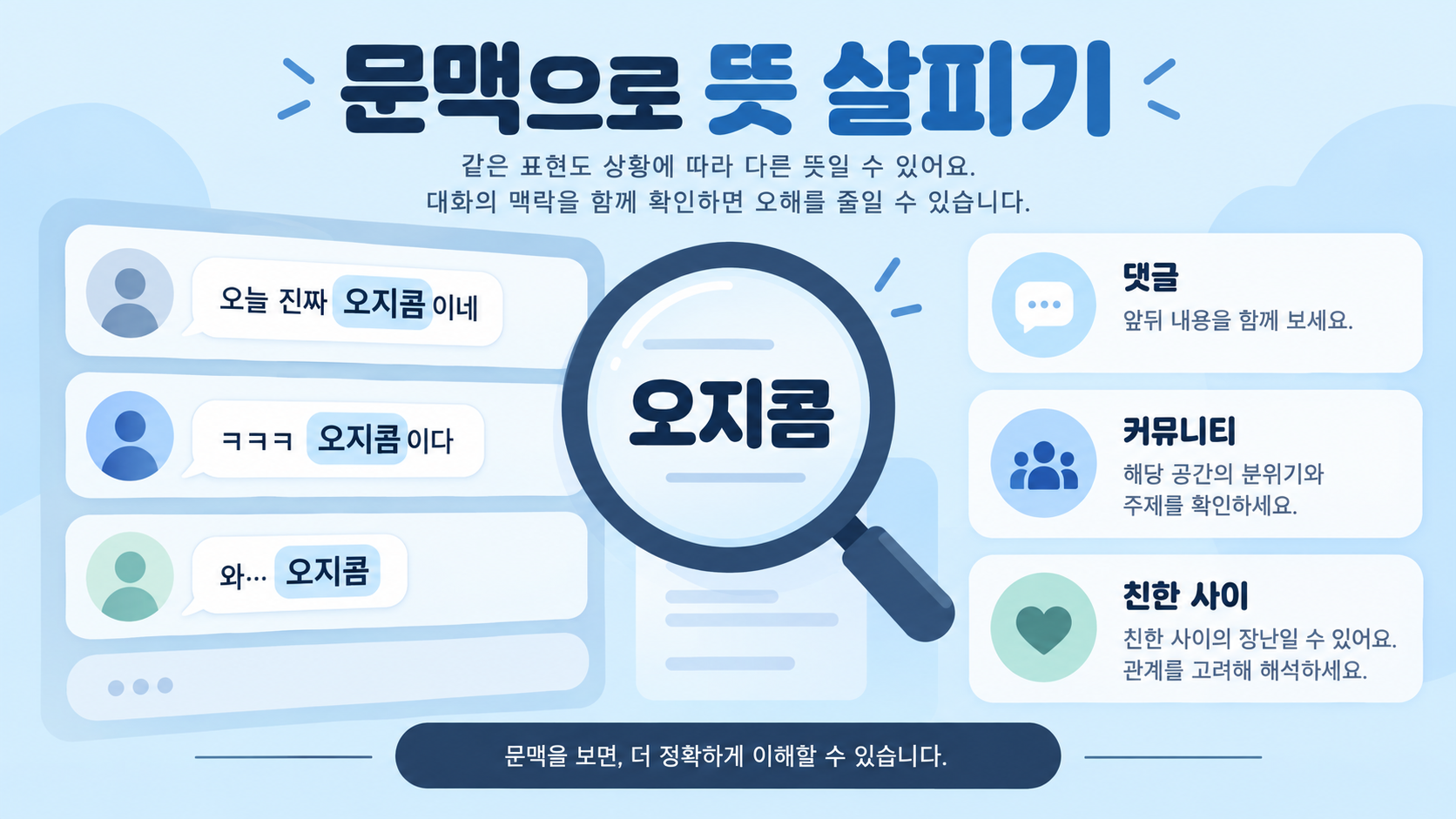 오지콤을 문맥으로 해석하는 방법 정보 카드
