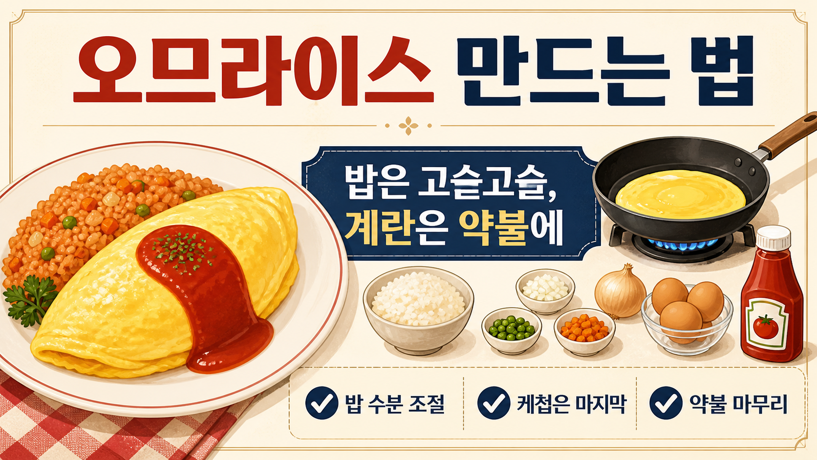 오므라이스 만드는 법 핵심을 정리한 정보카드
