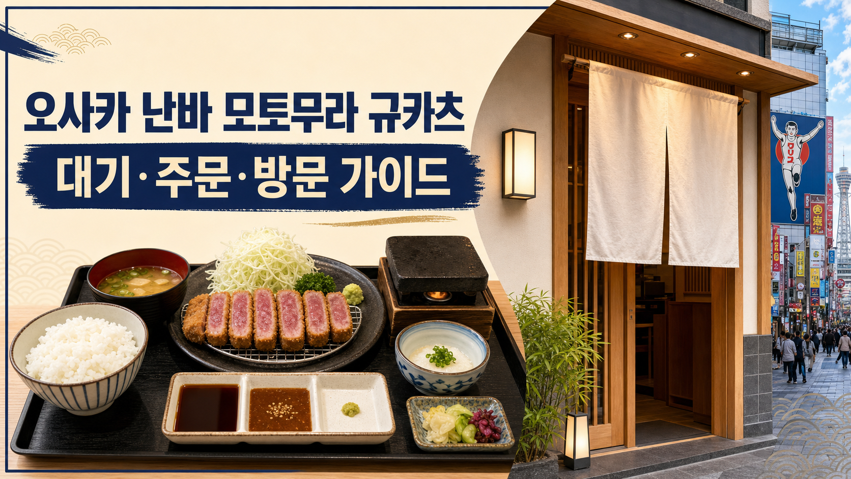 오사카 난바 모토무라 규카츠 방문 가이드 정보카드