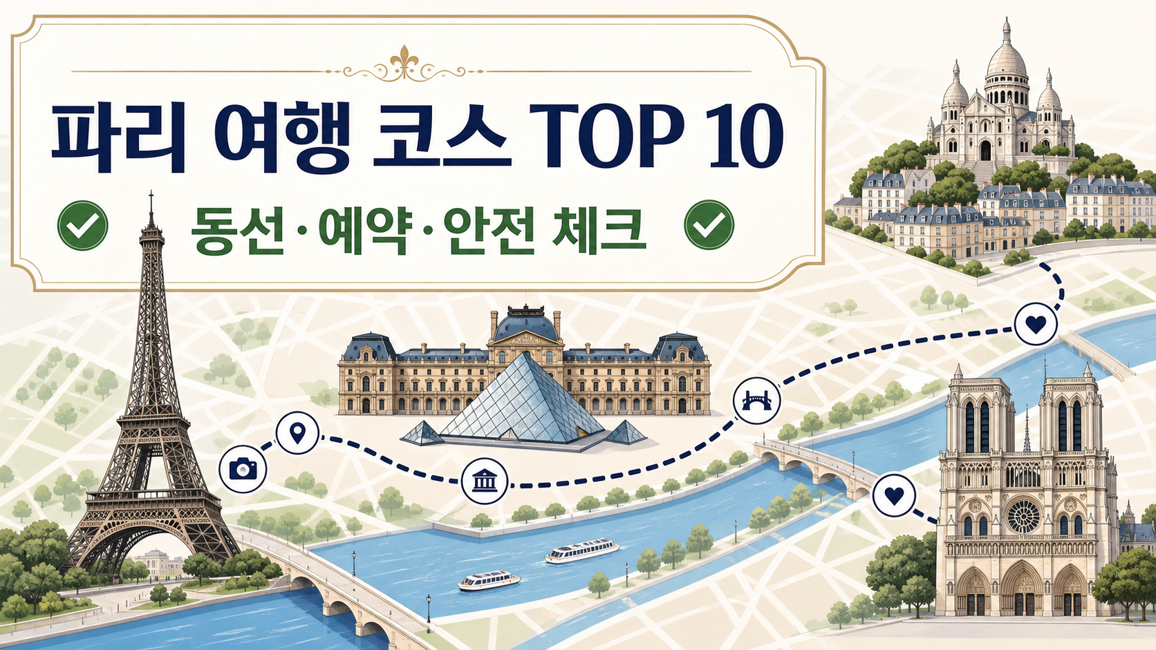 파리 여행 코스 TOP 10과 동선 예약 안전 체크를 담은 한국형 정보카드