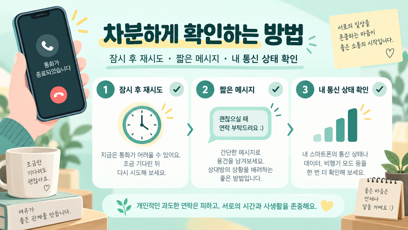 전화가 바로 끊길 때 차분하게 확인하는 방법 정보카드