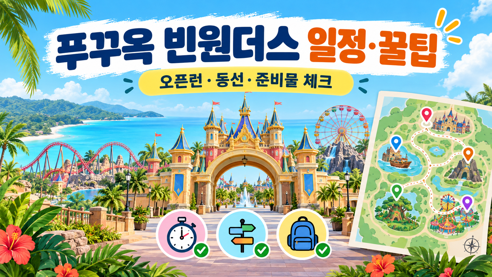 푸꾸옥 빈원더스 일정과 동선 꿀팁 정보 카드