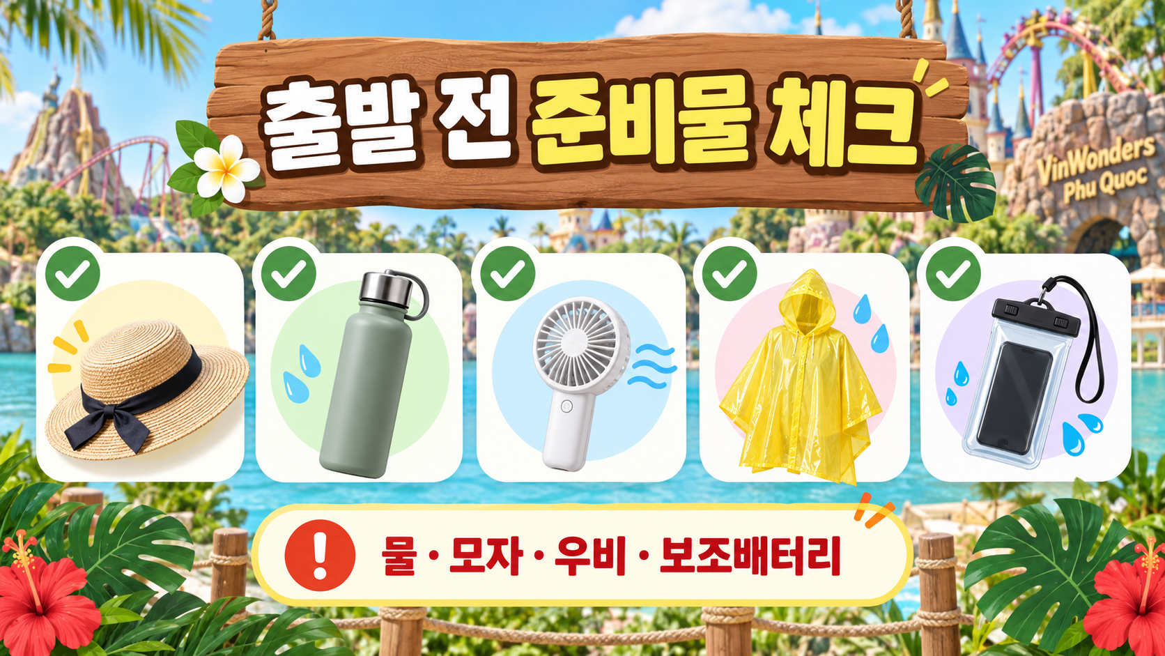 푸꾸옥 빈원더스 출발 전 준비물 체크 정보 카드
