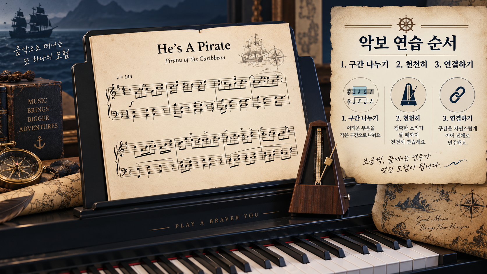 He's A Pirate 악보 연습 순서 정보카드