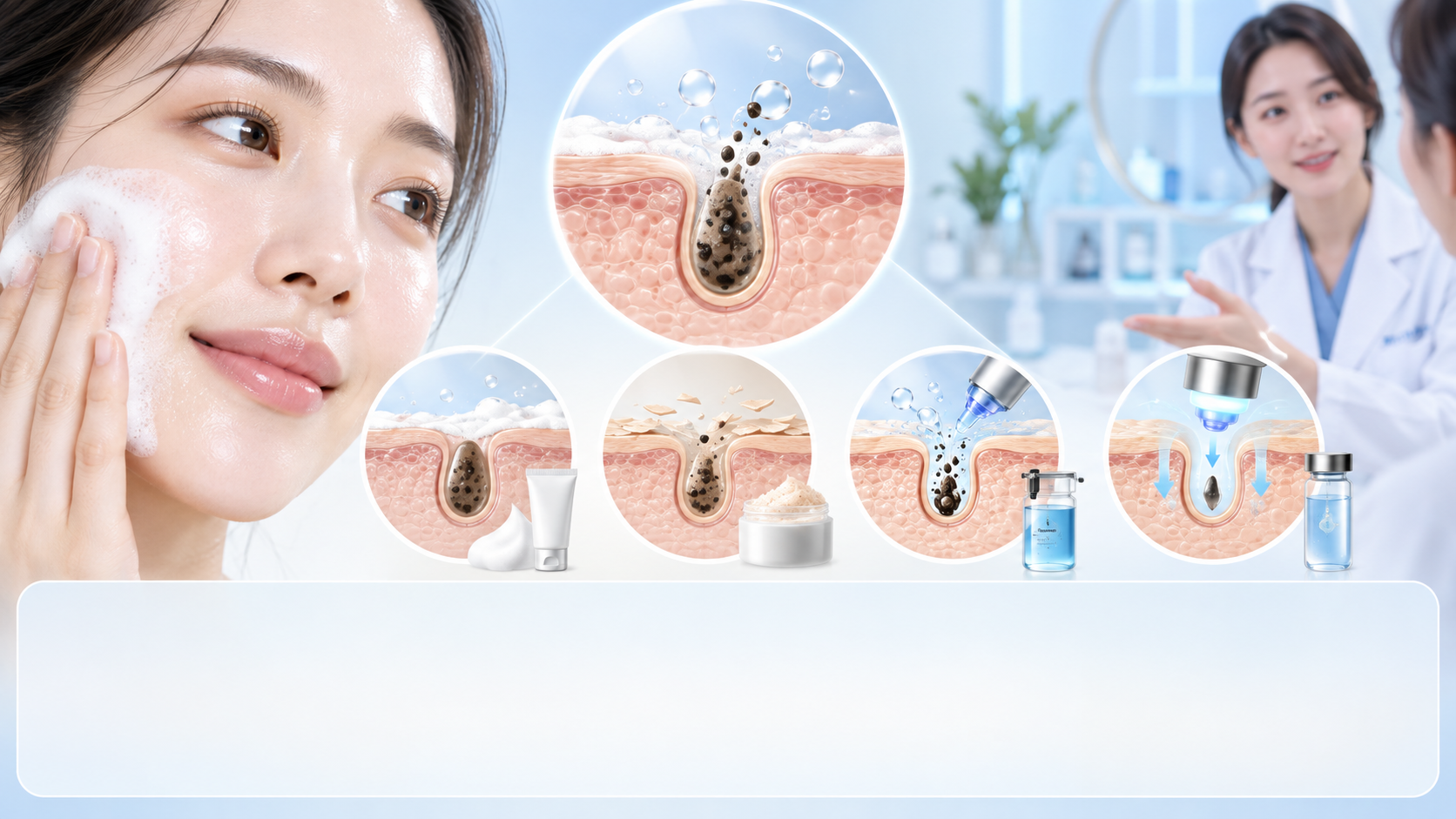 모공 청소와 필링 및 전문 관리 비교 정보카드