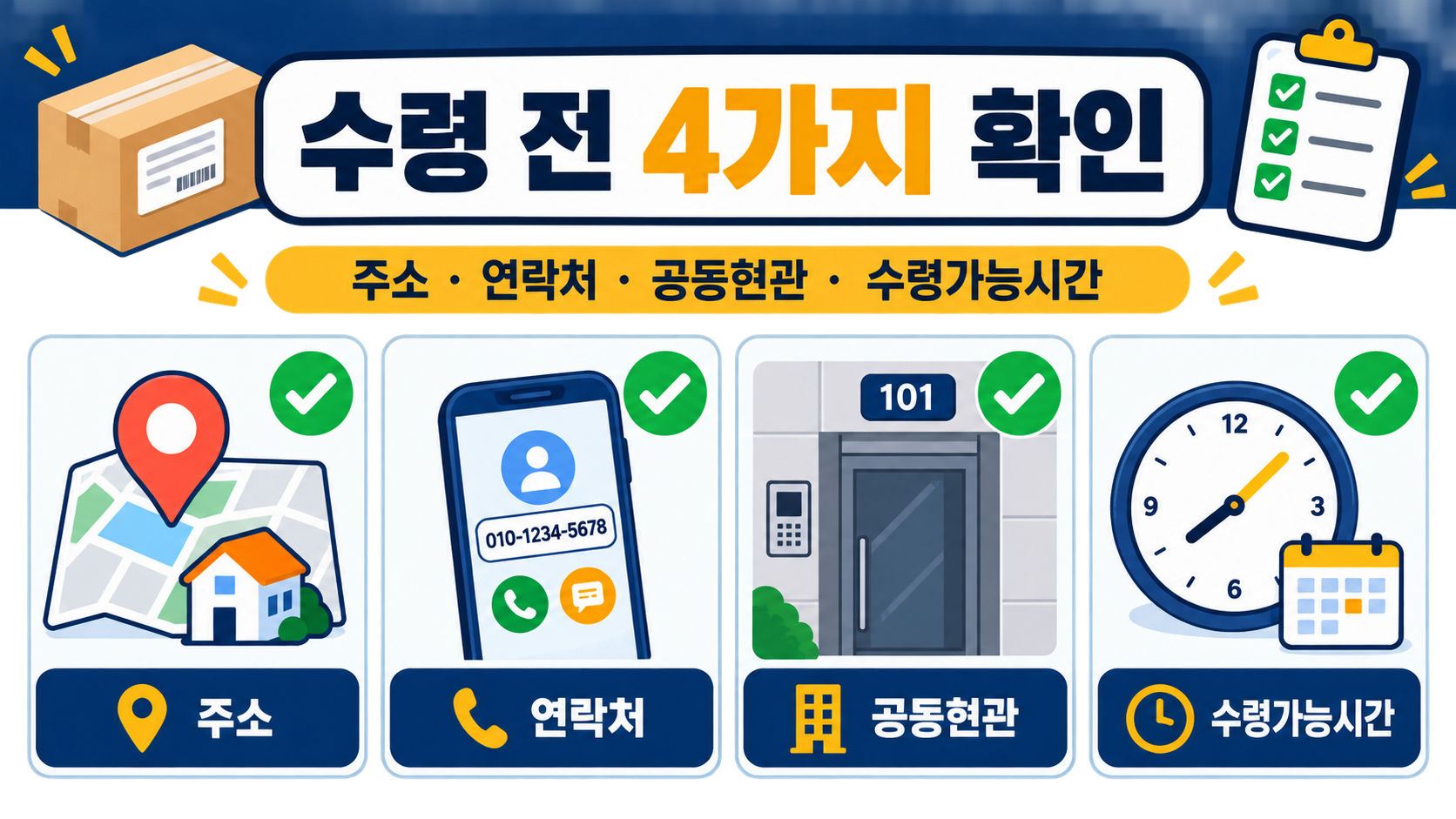 주소·연락처·공동현관·수령가능시간을 점검하는 정보 카드