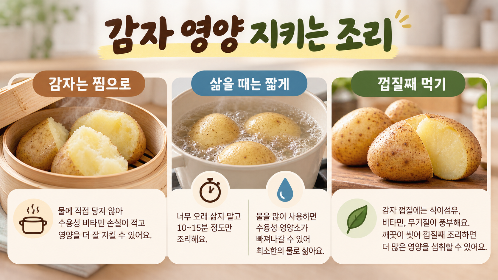감자 영양을 고려한 조리법 정보카드