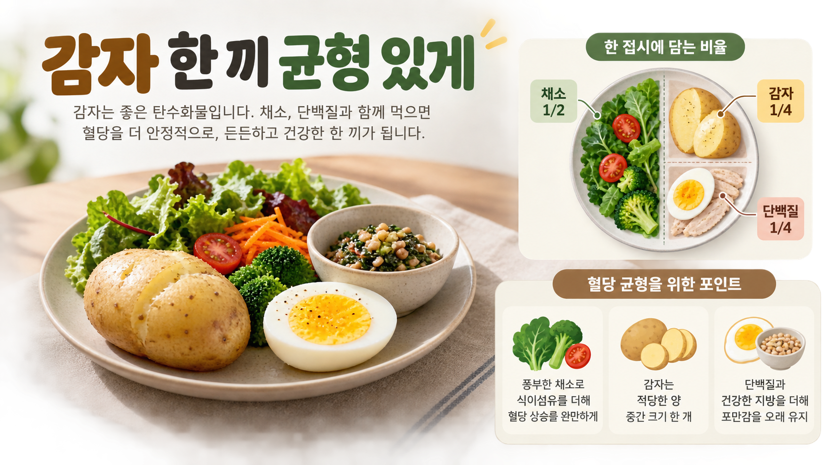 감자를 포함한 균형 식사 정보카드