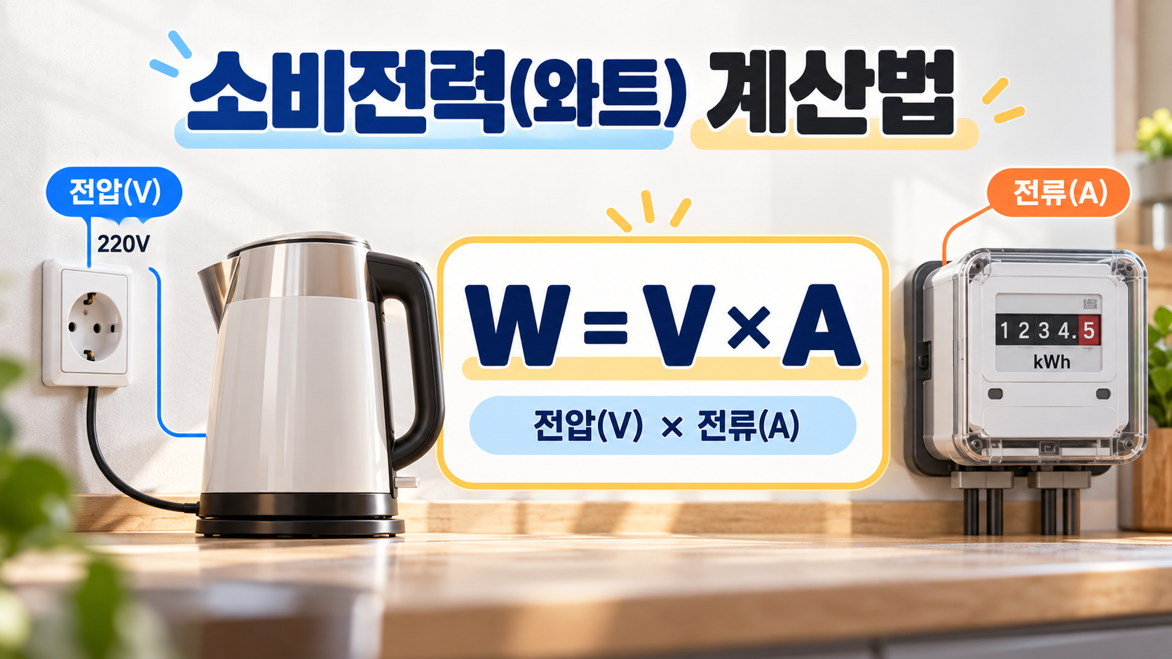 전압과 전류로 소비전력 와트를 계산하는 정보카드
