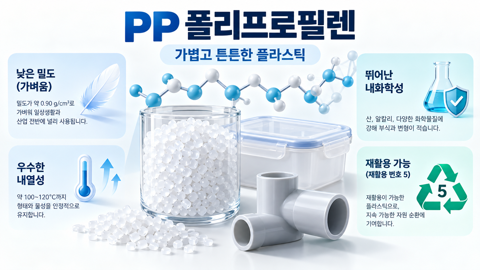 PP 폴리프로필렌의 기본 특성을 보여 주는 한국형 정보카드