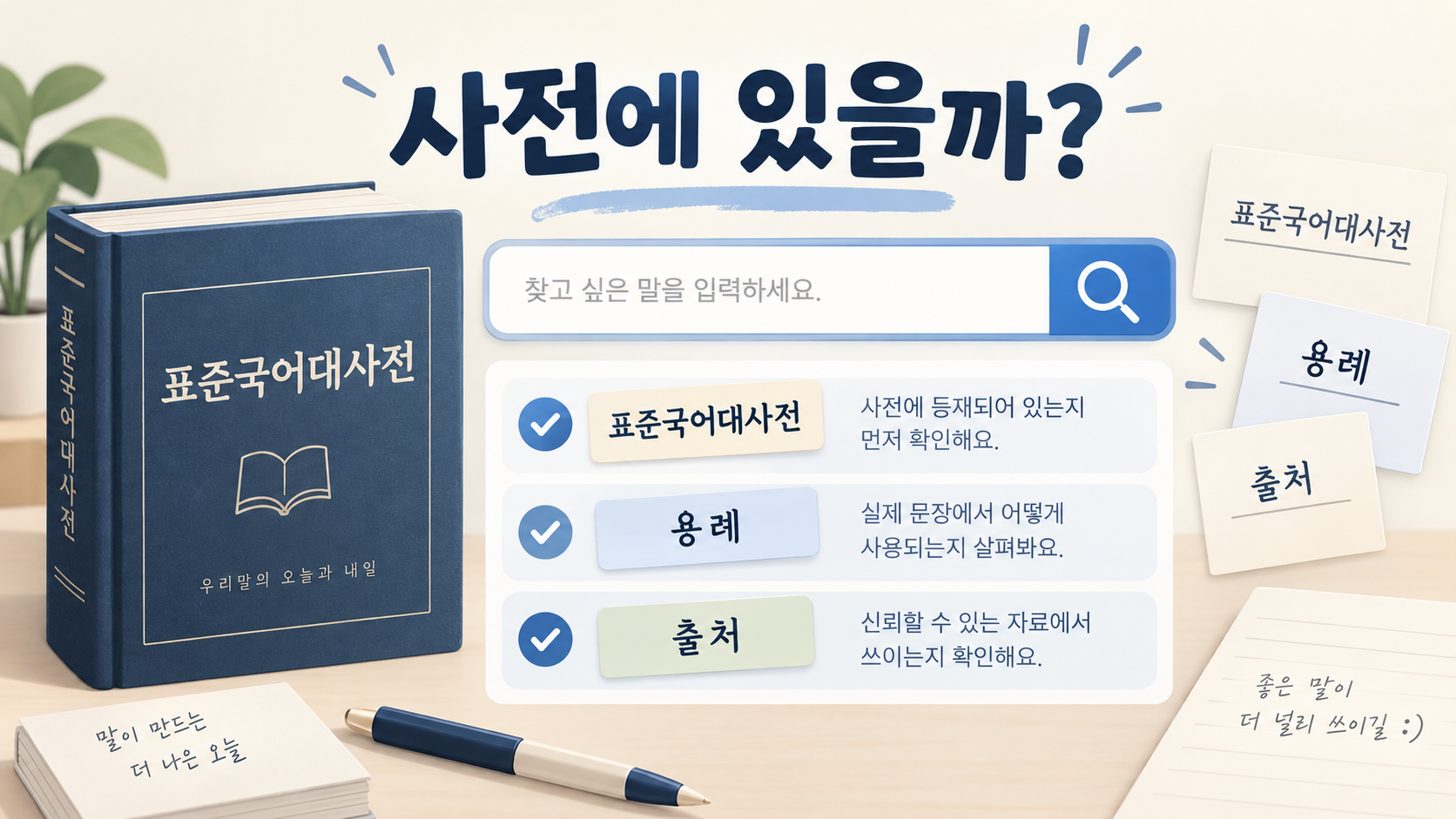 사전 등재와 용례, 출처를 확인하는 한국어 낱말 정보카드