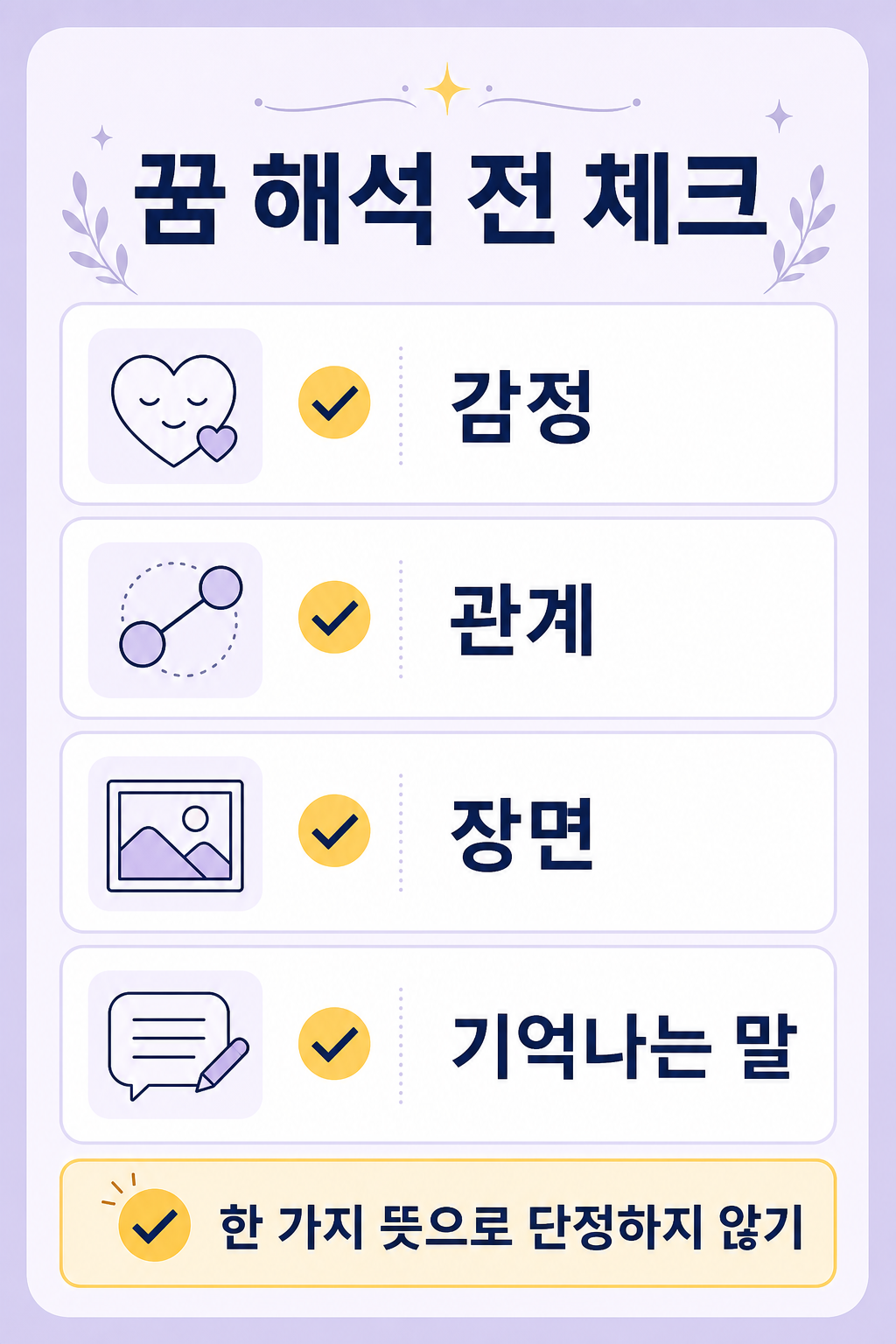 임신하는 꿈을 해석하기 전 감정·관계·장면·기억나는 말을 확인하는 체크리스트 정보카드
