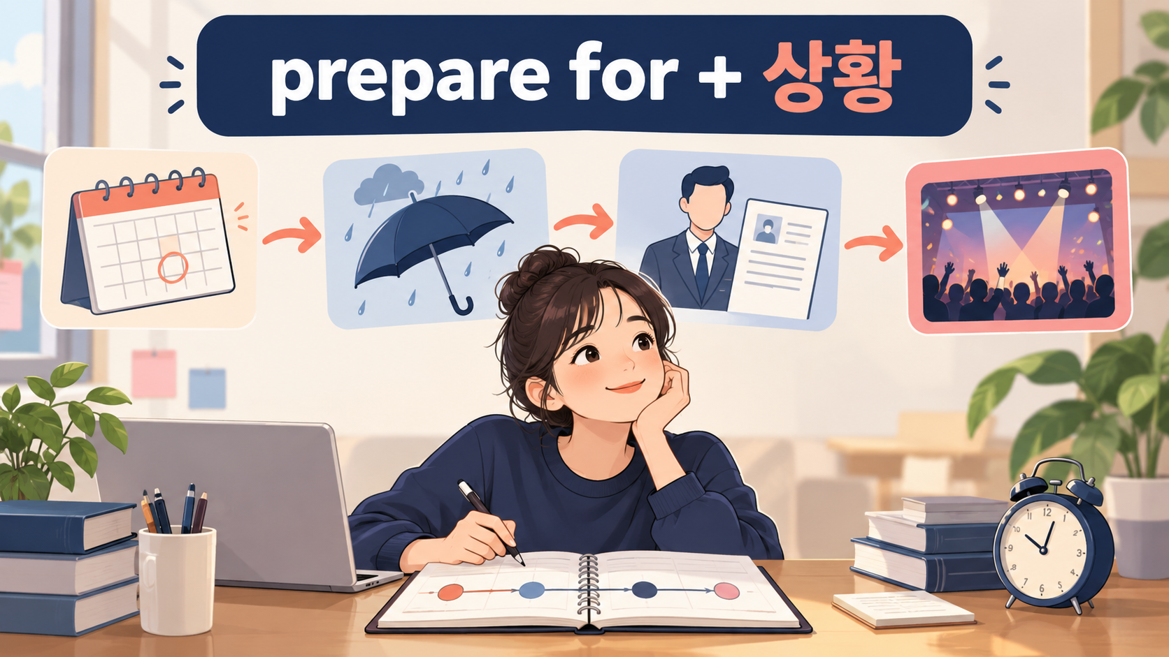 prepare for 뒤에 상황을 두는 방식의 한국형 영어 정보카드