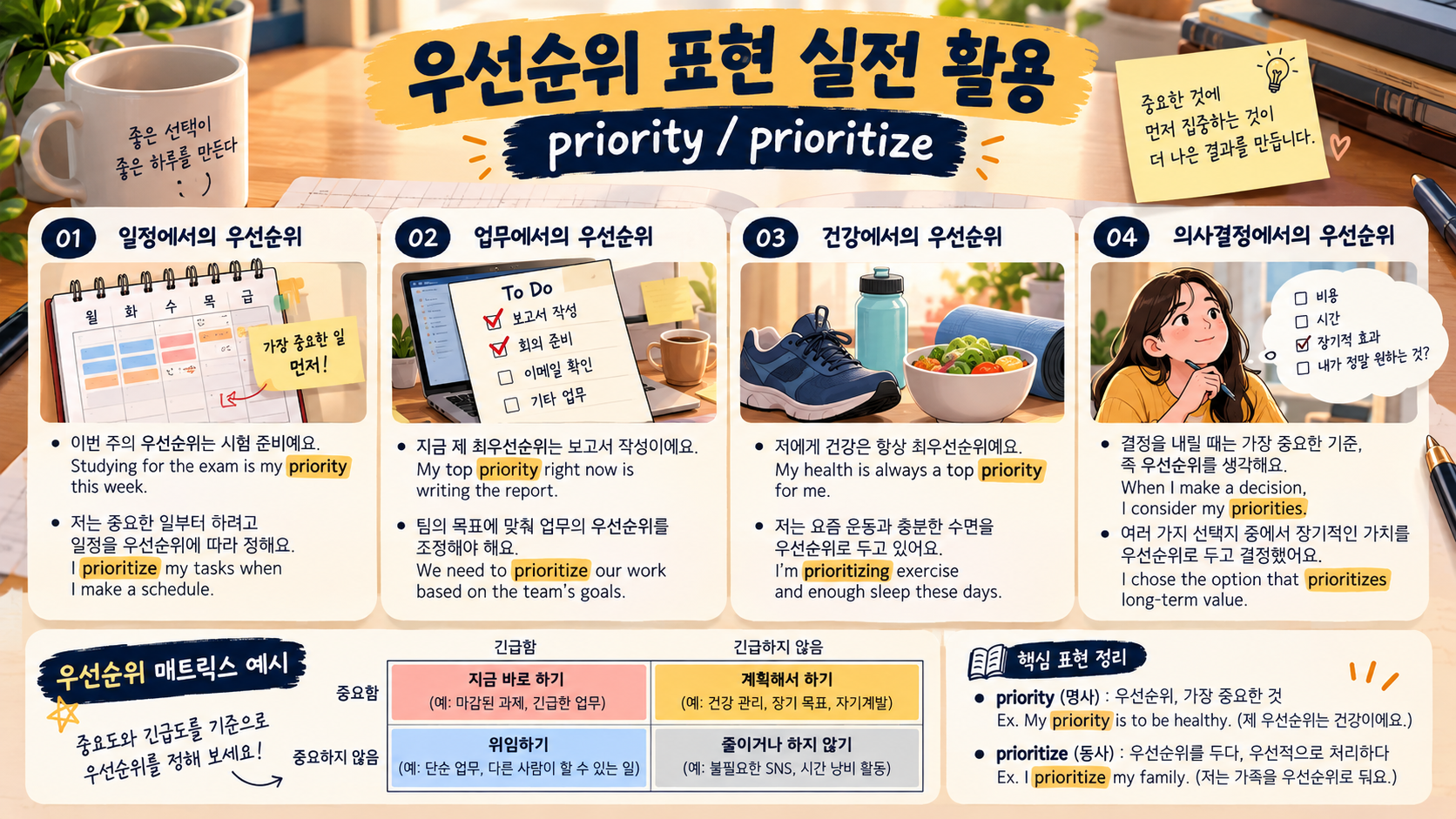 일정과 업무에서 priority와 prioritize를 활용하는 방법 정보카드
